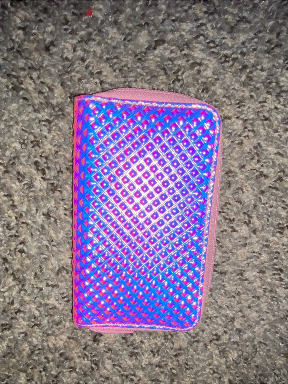 Pink heart embossed wristlet wallet